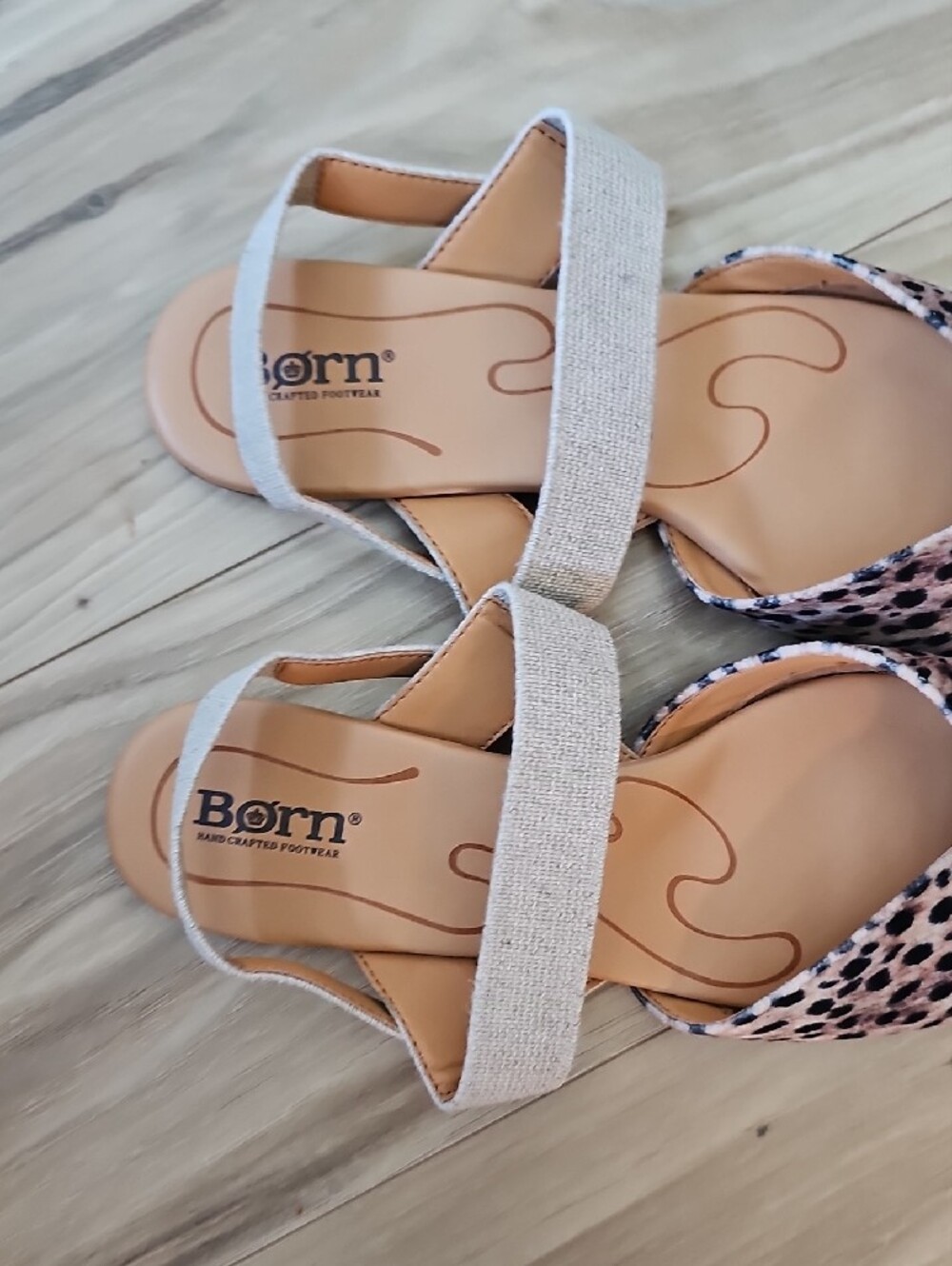 Born Tan & Black Leopard Print Slingback Flats with Neutral Strap - Picture 4 of 6